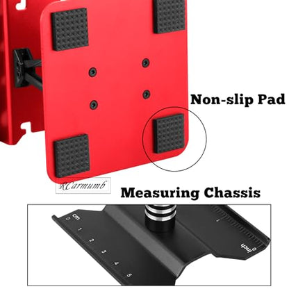 2-Pack RC Work Stand Bundle for 1/18 1/24 1/30 1/32 TRX4M K10 SCX24 FCX24 K5 AX24 SCX30 Ascent-32, 360° Rotating Display Stand & Height Adjustable Lift Table w/ 4 Pcs Jack Stands,Black & Red w/Yellow - color: Black&red&yellow(1set)