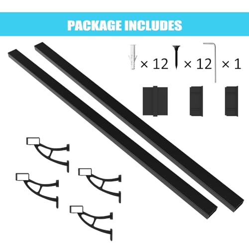 Foot Rail Kit–Wall Mounted Bar Railing Multiple Sizes (6 Feet) | Black Heavy Duty Metal Railing Hardware, Combined Installation and Sturdy Square Tube Design, for Restaurant, Bar,Office,Home - size: 6 Feet
