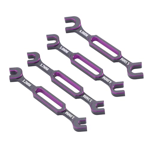 Drfeify 4PCS RC Car Wrench Repair Tool, 3.0/3.2/3.5/3.7/4.0/5.0/5.5/6.0mm RC Turnbuckle Nut Ball Joint Remover Universal Upgrade Parts (Purple) - color: Purple