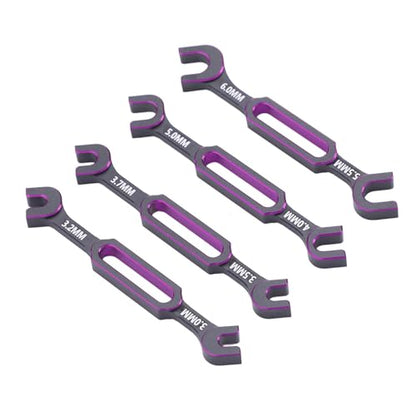 4PCS RC Wrench, Premium Aluminum Alloy Turnbuckle Nut Ball Joint Remover Tool with 3.0 3.2 .5 .7 4.0 5.0 6.0mm Sizes, for RC Car Boat Drone Crawler Truck DIY (Purple) - color: Purple