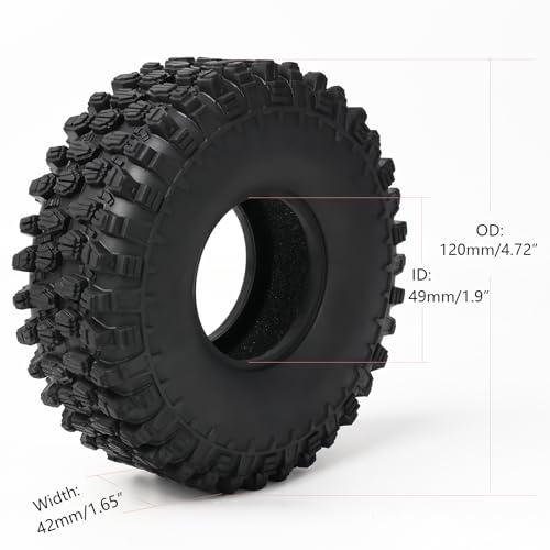 Soft 1.9 RC Crawler Tires with Foam Inserts for Traxxas TRX4 Axial SCX10 III/II Redcat Gen8 Vanquish VS4-10/H10/F10 RC4WD HPI 1/10 RC Rock Crawlers Trail Trucks RC Climbing Tyres - size: 1.9 rc crawler tires