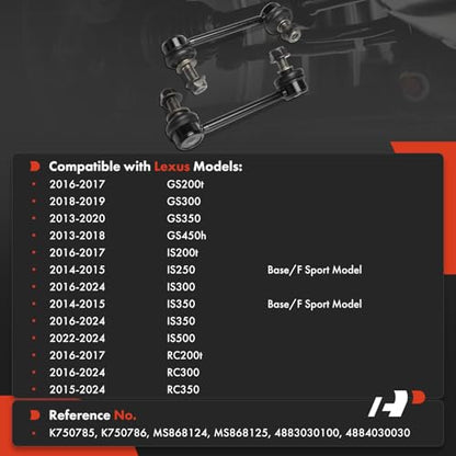 A-Premium Rear Sway Bar Link Stabilizer Bar Link, Compatible with Lexus | for GS200t/IS200t/RC200t 2016-2017, GS300 2018-2019, GS350, GS450h, IS250, IS300, RC300, IS350, IS500, RC350, Pack of 2