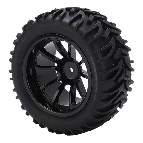 Generic 4PCS RC Plastic Wheel Rim Rubber Tires with 10 Spoke Set, for Truck 1/8 1/10 Remote Control Car