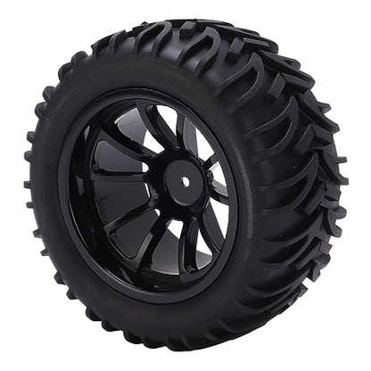 Generic 4PCS RC Plastic Wheel Rim Rubber Tires with 10 Spoke Set, for Truck 1/8 1/10 Remote Control Car