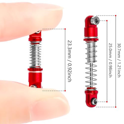 25mm Aluminum RC Shock Absorber Set, 4PCS CNC Threaded Suspension Upgrade, Replacement for 1/30 Axial SCX30 Crawler Car Ford Bronco, Jeep Wrangler, Chevrolet K10, Red - color: Red