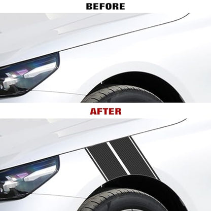 x xotic tech Fender Stripes Hash Marks KK Vinyl Decal Universal for Car Truck Sticker Racing Stripe 11"x23" (Carbon Fiber Pattern) - color: Carbon Fiber Pattern
