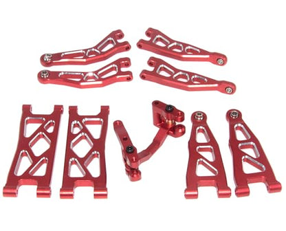 Upgrade Aluminum Front Rear Armss Compatible with 1/18 Armass Granite Grom Mega 380 Brushed 4x4 Monster Truck RTR Alloy Front Rear Suspension Hops Up（Red）