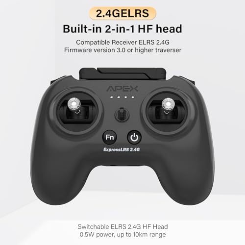 APEX RC Radio Transmitter ，FPV Controller with VR70 and ELRS 2.4G V3-V3.3,Supports FPV Simulators,No dongle Required,Suitable for Beginners,Built-in HF Head with 500mW,2000 mAh,G-129