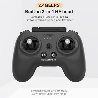 APEX RC Radio Transmitter ，FPV Controller with VR70 and ELRS 2.4G V3-V3.3,Supports FPV Simulators,No dongle Required,Suitable for Beginners,Built-in HF Head with 500mW,2000 mAh,G-129