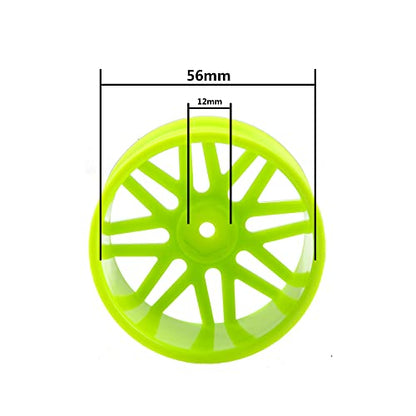 16-Spoke OD 86mm/3.38'' 16-Spoke 12mm Hex Hub Wheel Rims & Rubber Tires Compatible with Redcat Tornado HPI HSP Kyosho Losi 1/10 Scale Off Road Buggy (Green) - color: Green