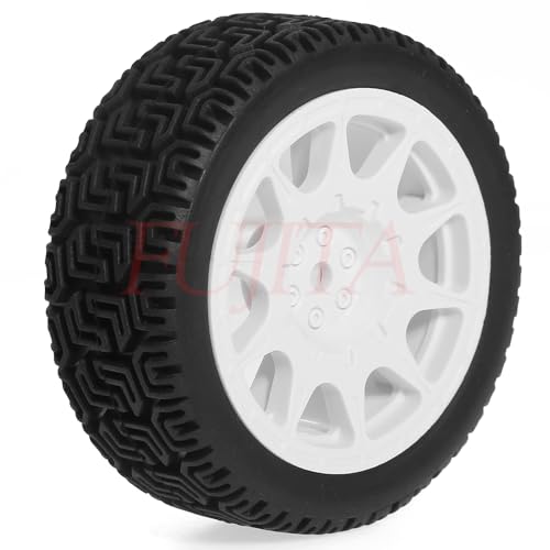 fujita 1/10 RC ON-Road Rubber Racing Tire Rim 68mm OD for 1/10 RC Rally Car Tamiya XV01 XV02 TT02 PTG HSP RGT Kyosho FAZER MK2 PTG （White A） - color: White a