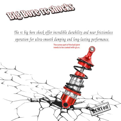 Shock Absorber Upgrades for 1/7 Felony 6S BLX,Infraction 6S BLX,Limitless Roller Speed Bash,4Pcs Front Rear RC Shocks Damper Parts,Adjustable Hop Ups,Replace #ARA330627,Red - color: Red