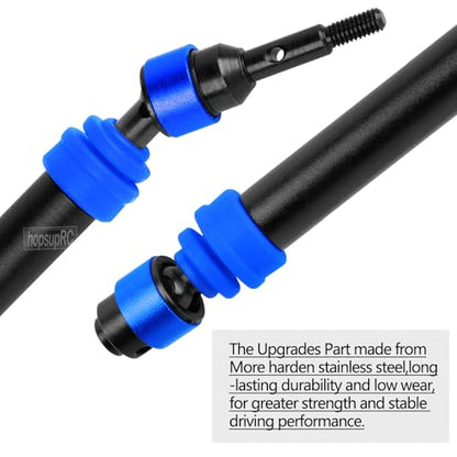 RC Harden Front Rear CVD Driveshafts Upgrades Part for 1/10 Slash&rustler&Stampede 4WD 4X4 (VXL),#45 Steel Drive Shaft Axles Hops up(4PCS),Black witrh Navy Blue - color: Navy Blue(4pcs)