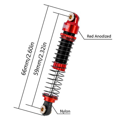 INJORA 59MM Threaded Oil Shock for 1/18 RC Redcat Ascent18 Upgrade(Red) - color: Red