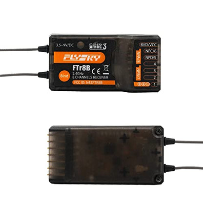HTLNUZD Flysky FTr8B 2.4GHz Remote Control Receiver Dual Antenna, 8CH PWM/PPM/i.Bus/S.Bus Output Compatible AFHDS 3 RF Modules for PL18 NB4 NB4 Lite Transmitter RC Glider Vehicles