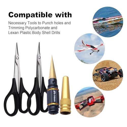 HobbyPark RC Body Reamer (Titanium) & Curved Scissors and Straight Scissors Set RC Car Body Shell Mounting Lexan Plastic Trimming Tools Combo