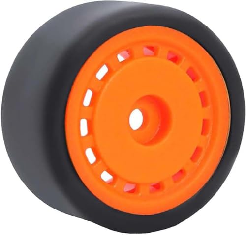 4PCS Pre-Glued On-Road Drift Racing Smooth Rubber Tires and Wheel Rims Set 7MM Hexagon for 1/24 Losi Micro-B RC Car Upgrades Parts (Orange) - color: Orange