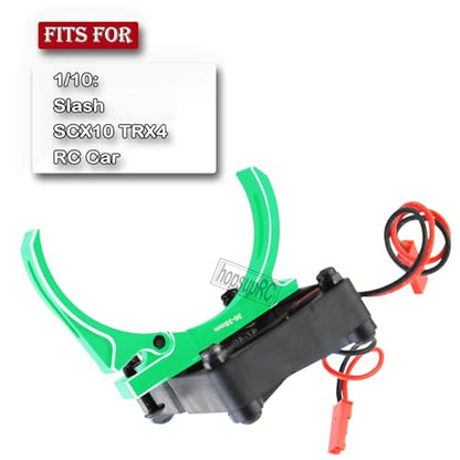 3660 540 550 Motor Cooling Fan with 36-38mm Adjustable Mount Upgrades Part for 1/10 Slash SCX10 TRX4,Aluminum High Speed Cooling Dual Fans 20000 RPM Heatsink Hops Up,Green - color: Green/36-38mm