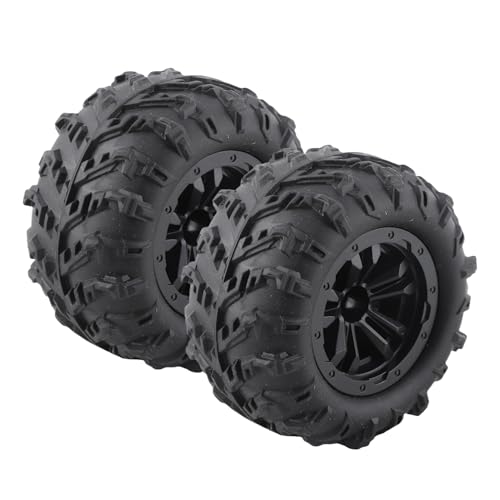 RC Tires, 2Pcs 1/6 Scale 12mm Hex RC Wheels and Tires RC Rubber Wheel Tire Tyre, High Resilience RC Drift Car Tires and Wheel Rims RC Car Accessory for SCY 16101 16102 1/16 RC Car