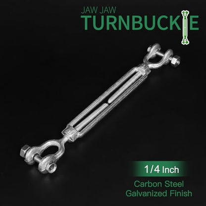 1/4" Jaw Jaw Turnbuckle Galvanized Jaw and Jaw Turnbuckle, Jaw Jaw Closed Body Marine Turnbuckle Jaw, 2000lbs Working Load Limit, Durable for Wire Rope Cable (1/4" x 4") - style: Jaw & Jaw-1/4 x 4