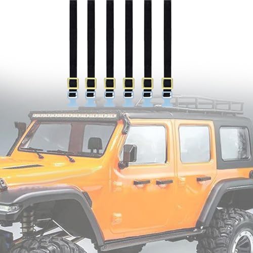 Menolana 6 Pieces Roof Rack Luggage Rope RC Crawler Elastic Straps RC Car Roof Rack Luggage Rope Adjustable Buckle Material Suitable for RC Crawler, Blue - color: Blue