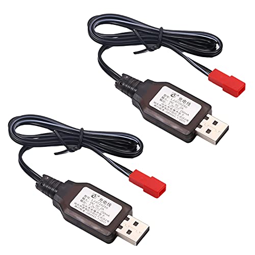 Heyiarbeit 2Pcs JST-2P USB Charging Cable for RC Car 7.2V 250mA Ni-MH Ni-CD Battery - size: JST-2P 2Pcs