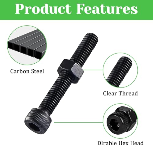 100Pcs M3 x 45mm Hex Socket Head Cap Screws Bolts, Carbon Steel, Black Oxide Finish, Allen Socket Drive, Full Threads,with Hex Spanner - size: M3 x 45-100Pcs-Black