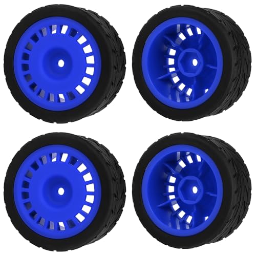 2.59" Rubber Tires & Nylon Wheel Rims 12mm Hex Hub Compatible with HSP Tamiya HPI Kyosho Redcat ExceedRC 1/10 On-Road Touring Car,WLtoys 1/14 144001 RC Buggy (blue) - color: blue