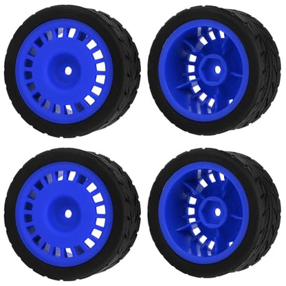 2.59" Rubber Tires & Nylon Wheel Rims 12mm Hex Hub Compatible with HSP Tamiya HPI Kyosho Redcat ExceedRC 1/10 On-Road Touring Car,WLtoys 1/14 144001 RC Buggy (blue) - color: blue
