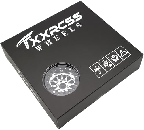 Rc 1.9 Inch Beadlock Wheel Negative Offset 8mm Aluminum Wheel Rim Hex 12mm for 1/10 RC Crawler Axial SCX10 TRX4 VS4-10 Gen8 MST CFX 4PCS (Silver Black) DK1908 - color: Silver Black
