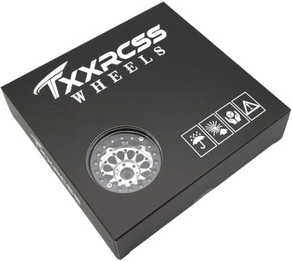 Rc 1.9 Inch Beadlock Wheel Negative Offset 8mm Aluminum Wheel Rim Hex 12mm for 1/10 RC Crawler Axial SCX10 TRX4 VS4-10 Gen8 MST CFX 4PCS (Silver Black) DK1908 - color: Silver Black