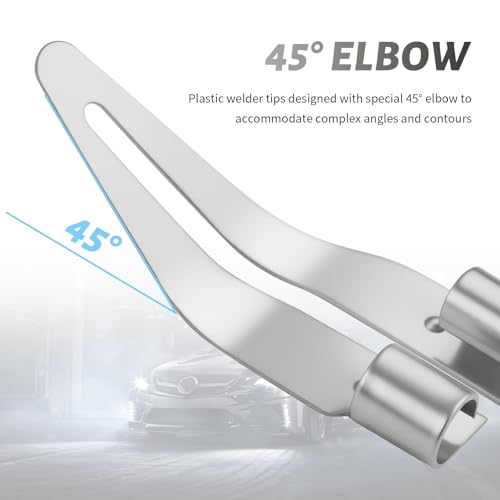 4PCS Plastic Welding Tips Stainless Steels,45° Elbow Plastic Welder Tip for Plastics Welder Gun,Smooth Tip Head Plastics Welding Kit Bumper Repair Kit Car Accessories