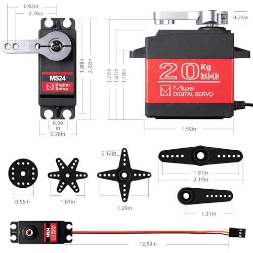 20KG Servo Motor High Torque Metal Gear Digital for 1/10 RC Car 4Pcs | 22.8 kg·cm Torque @6.8V, DS3218, 270 Degree Waterproof Standard Steering with 25T Horn for RC 1/8 Crawler Robot Truck Boat.