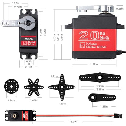 20KG Servo Motor High Torque Metal Gear Digital for 1/10 RC Car 4Pcs | 22.8 kg·cm Torque @6.8V, DS3218, 270 Degree Waterproof Standard Steering with 25T Horn for RC 1/8 Crawler Robot Truck Boat.