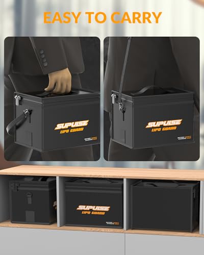 Fireproof Explosionproof Large Capacity Bag | Lipo Battery Bag for Charging Battery and Storage Guard Pouch Double Zipper Detachable Adjustable Shoulder Strap - size: big