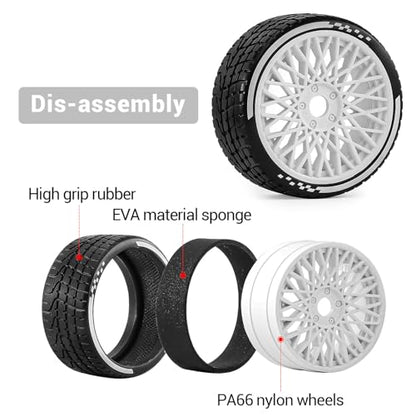 4PCS RC Highway Off-Road Truck Wheels & Tires - Compatible with 1/8 Typhon 6S BLX, 1/7 Infraction 6S BLX/Limitless - Foam Insert Plastic Rims （4 Small ） (White（4pcs）) - color: White（4pcs）