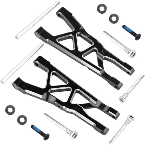 Hobbypark Aluminum Suspension Arms Set (Front & Rear) Upgrades Parts for Arrma Typhon 3s BLX Big Rock, Replacement of AR330543 AR330540 (Black) - color: Black
