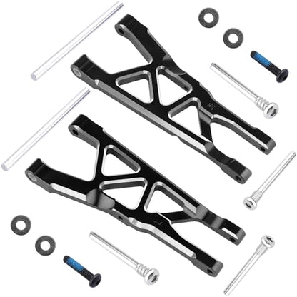 Hobbypark Aluminum Suspension Arms Set (Front & Rear) Upgrades Parts for Arrma Typhon 3s BLX Big Rock, Replacement of AR330543 AR330540 (Black) - color: Black