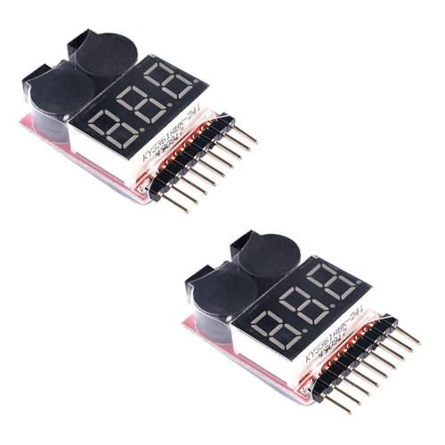 RLECS 2PCS 1-8S Lithium Battery Checker Voltage Tester Monitor for Drone/RC Car/Aerial Photography/Racing
