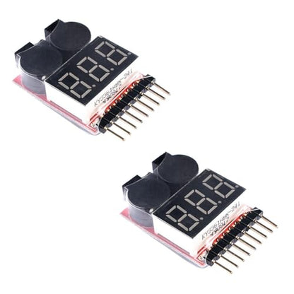 RLECS 2PCS 1-8S Lithium Battery Checker Voltage Tester Monitor for Drone/RC Car/Aerial Photography/Racing