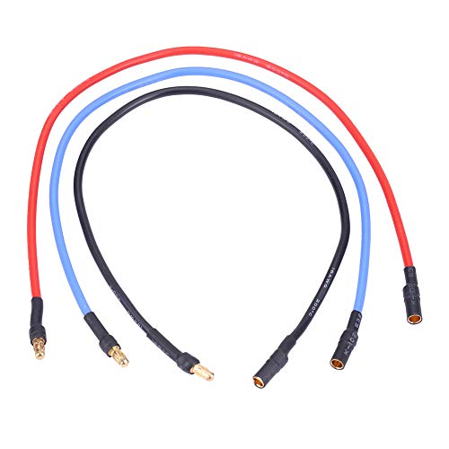 HERCHR 3Pcs 3.5mm Banana Extension Cable Banana Plug Gold Bullet Connector 16AWG Male Female 12in Silicone Wire for RC Brushless Motor ESC Extension Cable Wire RC Car Boat Parts