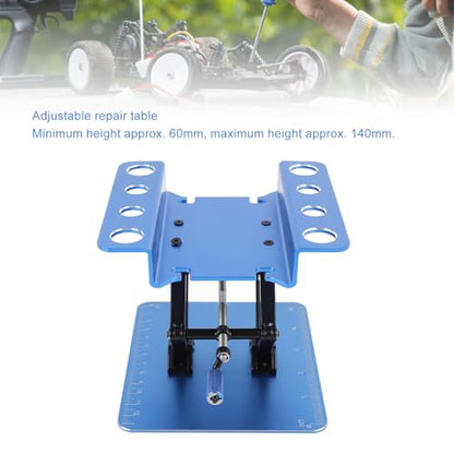 Dpofirs Rotatable Height Adjustable RC Car Platform | Stable Metal Work Stand for 1:8 1:10 Scale Repair (Blue) - color: Blue