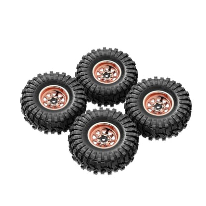 INJORA 1.0 Beadlock Wheel Tires Set -3.78mm Offset Wheel Rims for 1/18 1/24 RC Crawler Car Axial SCX24 FMS FCX24 TRX4M,Rose(W1004-T1014) - color: Rose