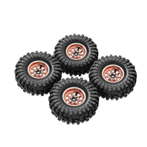 INJORA 1.0 Beadlock Wheel Tires Set -3.78mm Offset Wheel Rims for 1/18 1/24 RC Crawler Car Axial SCX24 FMS FCX24 TRX4M,Rose(W1004-T1014) - color: Rose