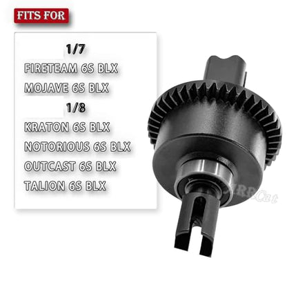 Front Rear 43T Differential & 10T Main Gear Upgrades Part for 1/7 FIRETEAM Mojave 6S BLX/1/8 KRATON Notorious Outcast Talion 6S BLX,ARRCat Steel #45 Front Rear Diff Set,Black