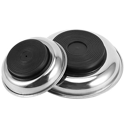 ZOENHOU 10 PCS 4” 6” Round Magnetic Tray, Stainless Steel Magnet Parts Tools Trays Parts Screw Holder Metal Collector for Mechanics Hobbyists Woodworker - size: Round 10 PCS