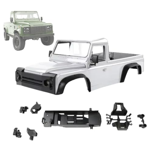 324mm Wheelbase 2-Door Pickup Truck Body Shell for 1/10 RC Crawler Car, Compatible with Traxxas TRX4 Defender RD110 (White) - color: White