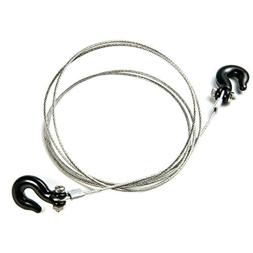 1/10 RC Crawler Accessories Steel Tow Rope with Hooks for Axial SCX10 Trx4 CC01 D90 RC Buggy Truck Car Parts (Black)