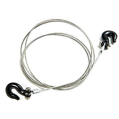 1/10 RC Crawler Accessories Steel Tow Rope with Hooks for Axial SCX10 Trx4 CC01 D90 RC Buggy Truck Car Parts (Black)