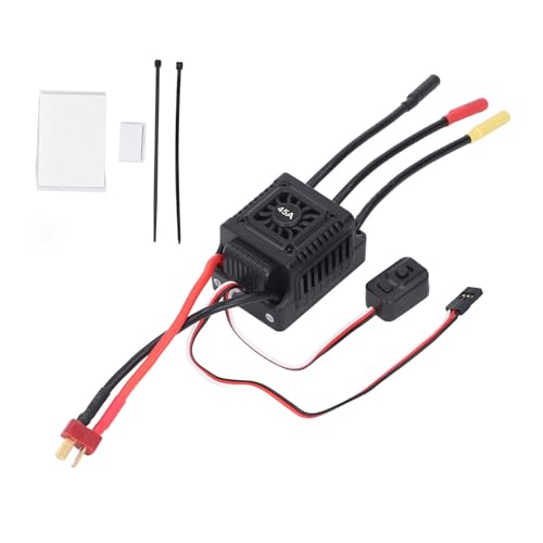 45A Brushless ESC for /10 Short Course Truck, Aluminum Heatsink Electronic Speed Controller Compatible with Sensored Sensorless Motors, Low Latency High Efficiency RC Racing and